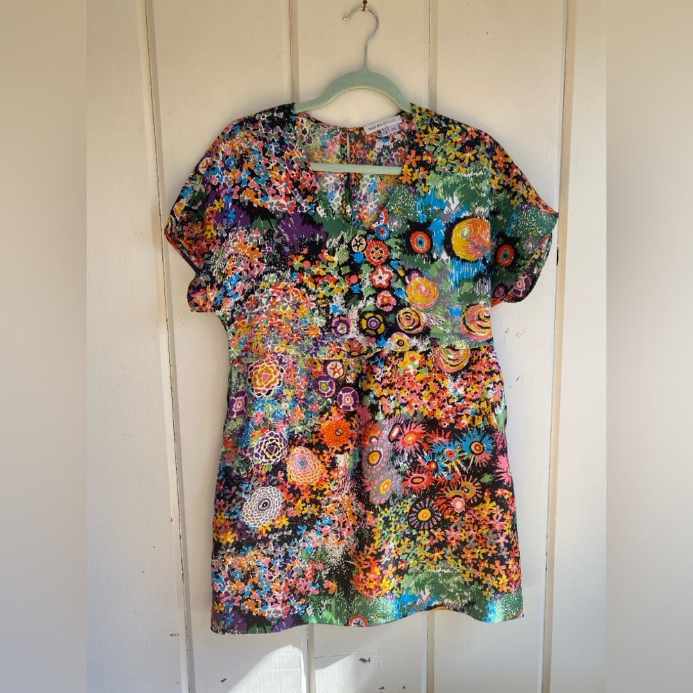 See by Chloé Multicolor Floral Silk Mini Dress with Pockets! Size 2